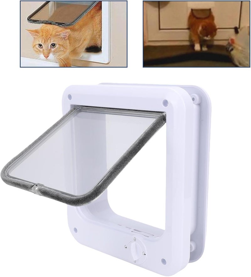 HEEPDD 4 Way Lockable Pet Door, PP Material Easy Install Pet Flap with Swing Flap for Interior Exterior Doors Walls Windows Fence Balcony Patio Cats Dogs (L) - Image 3