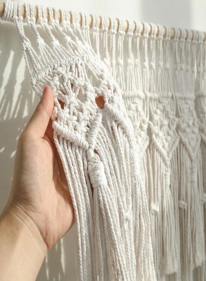 WOSIBO Boho Macrame Window Valance Handmade Cotton Decor Wall Hanging Curtain Panels for Kitchen Bedroom Livingroom Cafe 52" W X 21" L (Boho) - Image 3