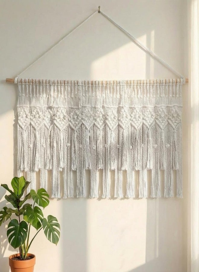 WOSIBO Boho Macrame Window Valance Handmade Cotton Decor Wall Hanging Curtain Panels for Kitchen Bedroom Livingroom Cafe 52" W X 21" L (Boho) - Image 5