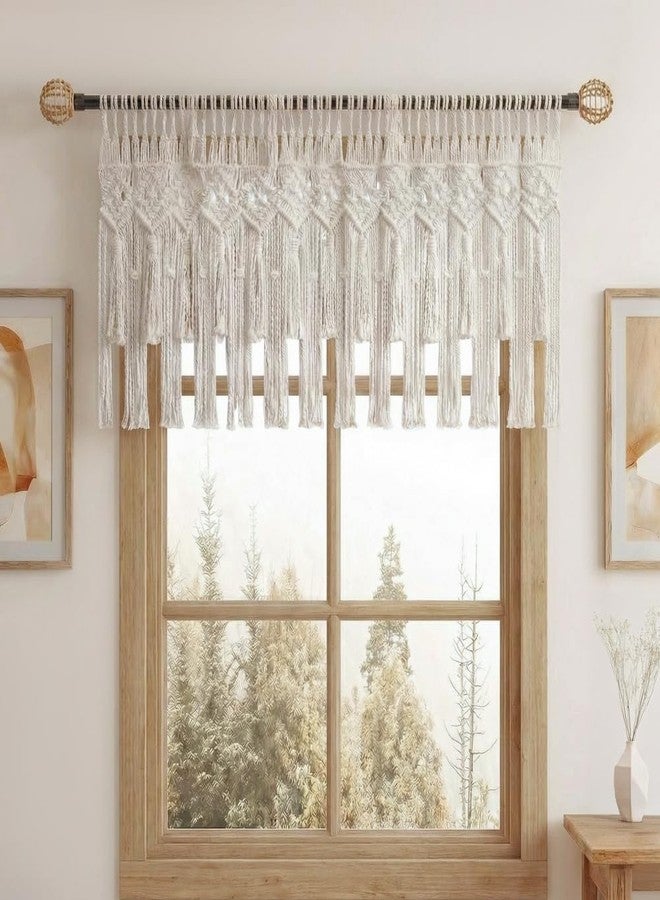 WOSIBO Boho Macrame Window Valance Handmade Cotton Decor Wall Hanging Curtain Panels for Kitchen Bedroom Livingroom Cafe 52" W X 21" L (Boho) - Image 2