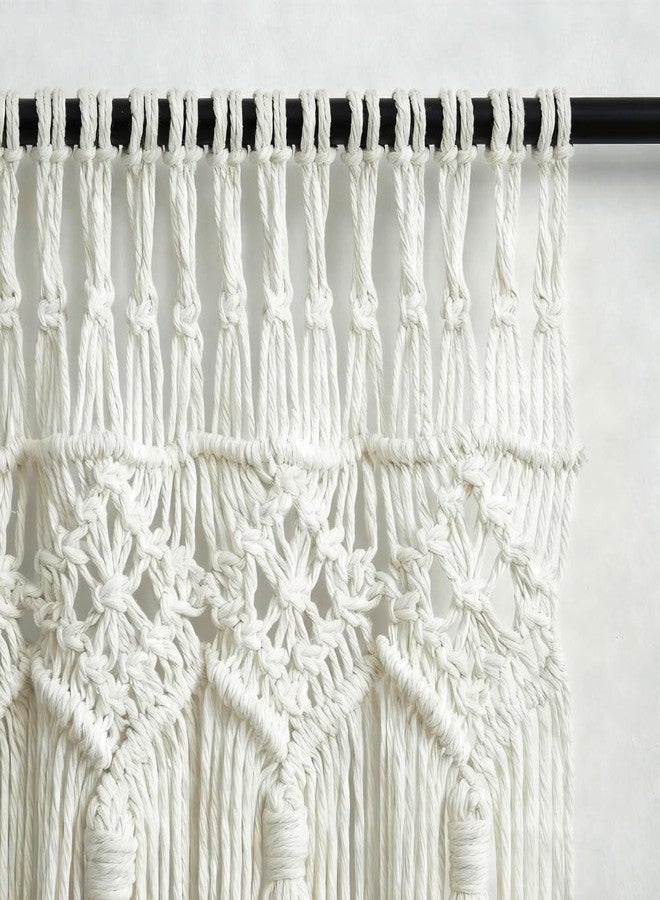 WOSIBO Boho Macrame Window Valance Handmade Cotton Decor Wall Hanging Curtain Panels for Kitchen Bedroom Livingroom Cafe 52" W X 21" L (Boho) - Image 4