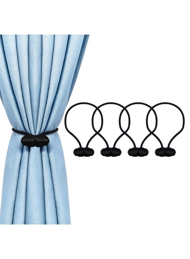 تيفانسو ربطات ستائر مغناطيسية سوداء من Tifanso - 4 قطع من ربطات الستائر، مثبتات ربطات ستائر مزخرفة للستائر، ربطات ستائر بوهو، خطافات ستائر بدون حفر لغرفة النوم، ديكور ريفي - Image 1