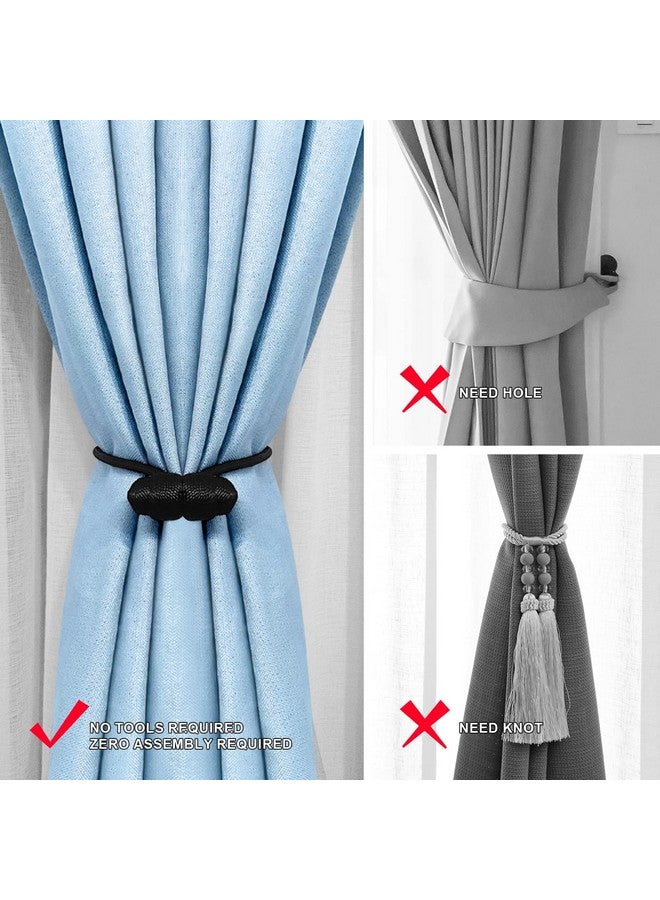 تيفانسو ربطات ستائر مغناطيسية سوداء من Tifanso - 4 قطع من ربطات الستائر، مثبتات ربطات ستائر مزخرفة للستائر، ربطات ستائر بوهو، خطافات ستائر بدون حفر لغرفة النوم، ديكور ريفي - Image 4