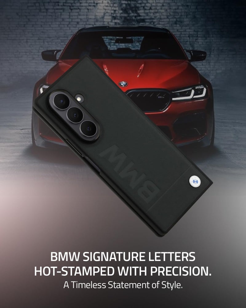 CG MOBILE BMW Case [Official Licensed] Signature Collection | Genuine Leather Case with Big Wordmark Protective Case/Cover Designed for Galaxy Z Fold 7 (2025) - Black - Image 3