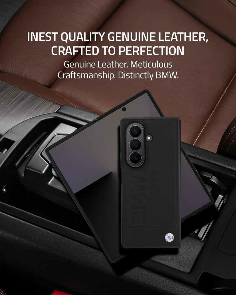 CG MOBILE BMW Case [Official Licensed] Signature Collection | Genuine Leather Case with Big Wordmark Protective Case/Cover Designed for Galaxy Z Fold 7 (2025) - Black - Image 4