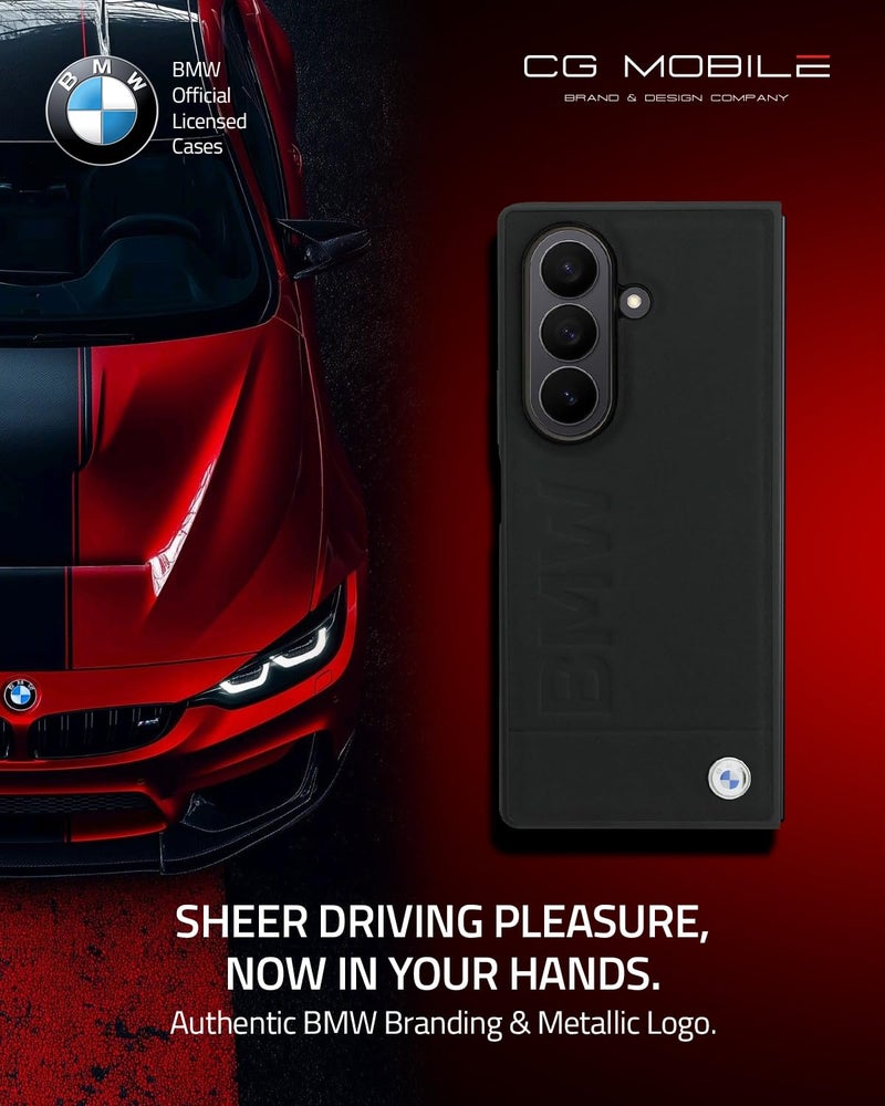 CG MOBILE BMW Case [Official Licensed] Signature Collection | Genuine Leather Case with Big Wordmark Protective Case/Cover Designed for Galaxy Z Fold 7 (2025) - Black - Image 2