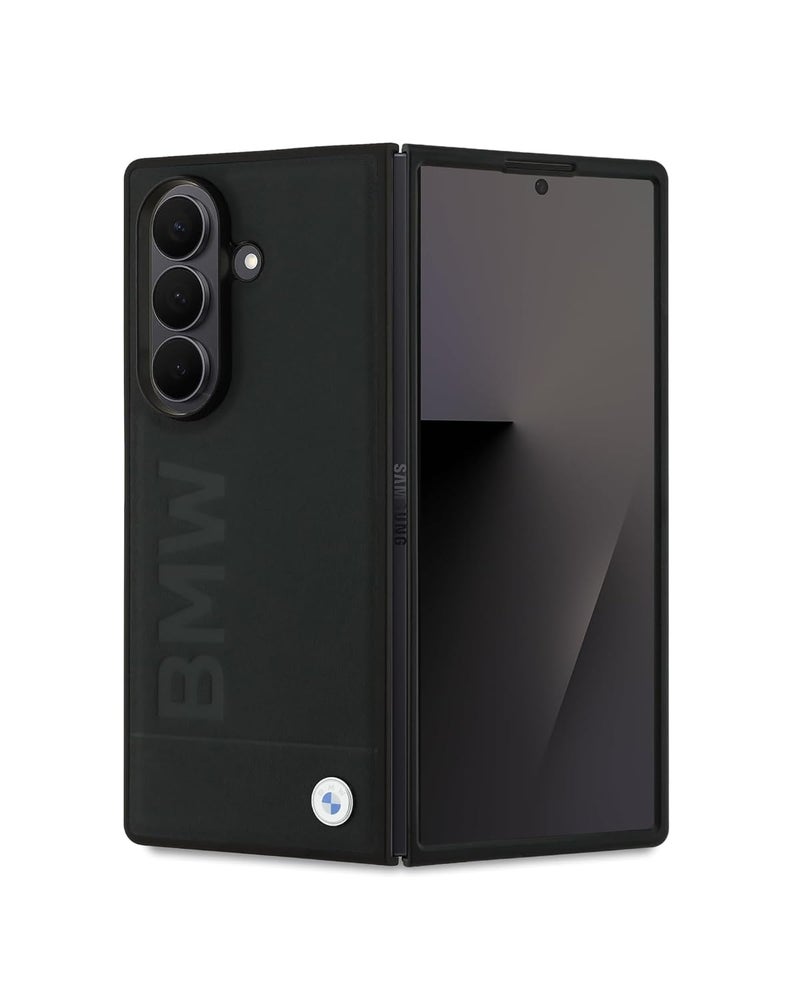 CG MOBILE BMW Case [Official Licensed] Signature Collection | Genuine Leather Case with Big Wordmark Protective Case/Cover Designed for Galaxy Z Fold 7 (2025) - Black - Image 1