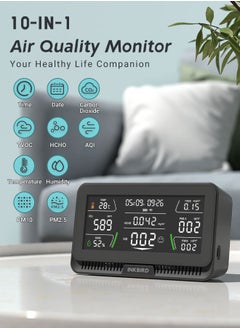 INKBIRD INKBIRD WiFi Air Quality Monitor Indoor Multifunctional Air Quality Detector IAQM-129-W Indoor Carbon Dioxide/Temperature/Humidity/AQI/HCHO/PM2.5/TVOC/PM10 Monitor for Home Office Hotel  - Image 2
