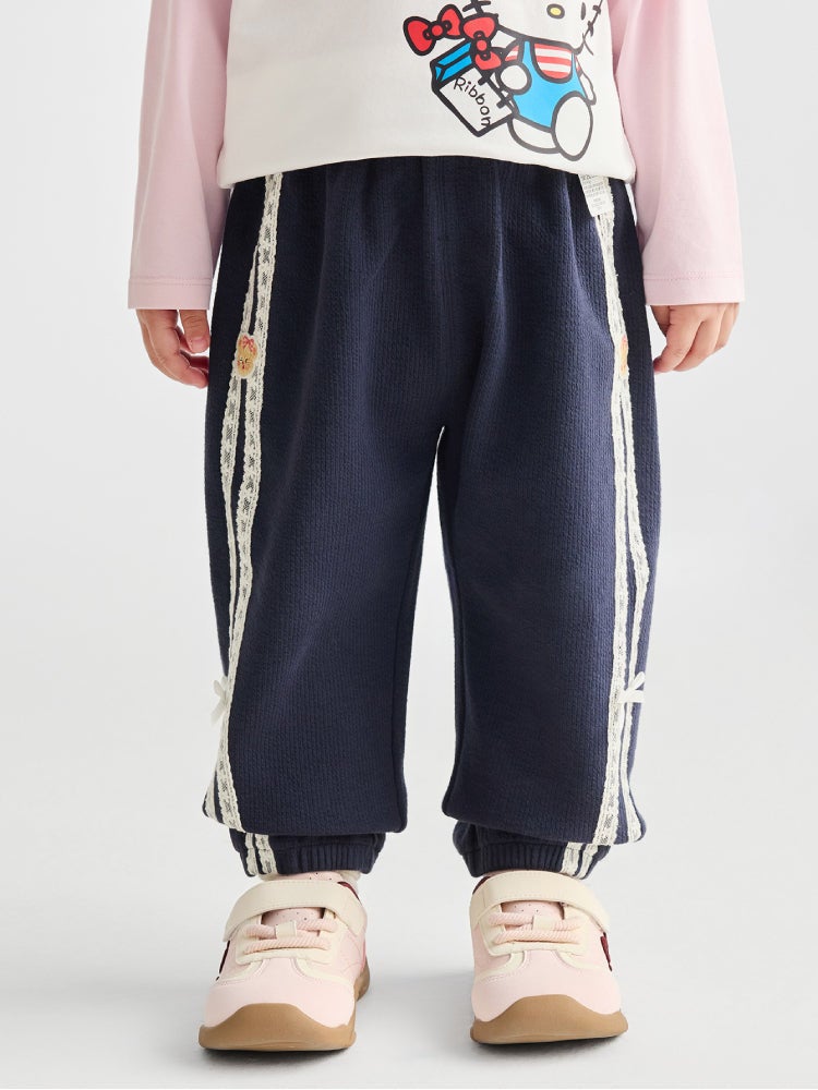 بالابالا بنطلون رياضي بشرائط دانتيل جانبية للبنات - Image 1