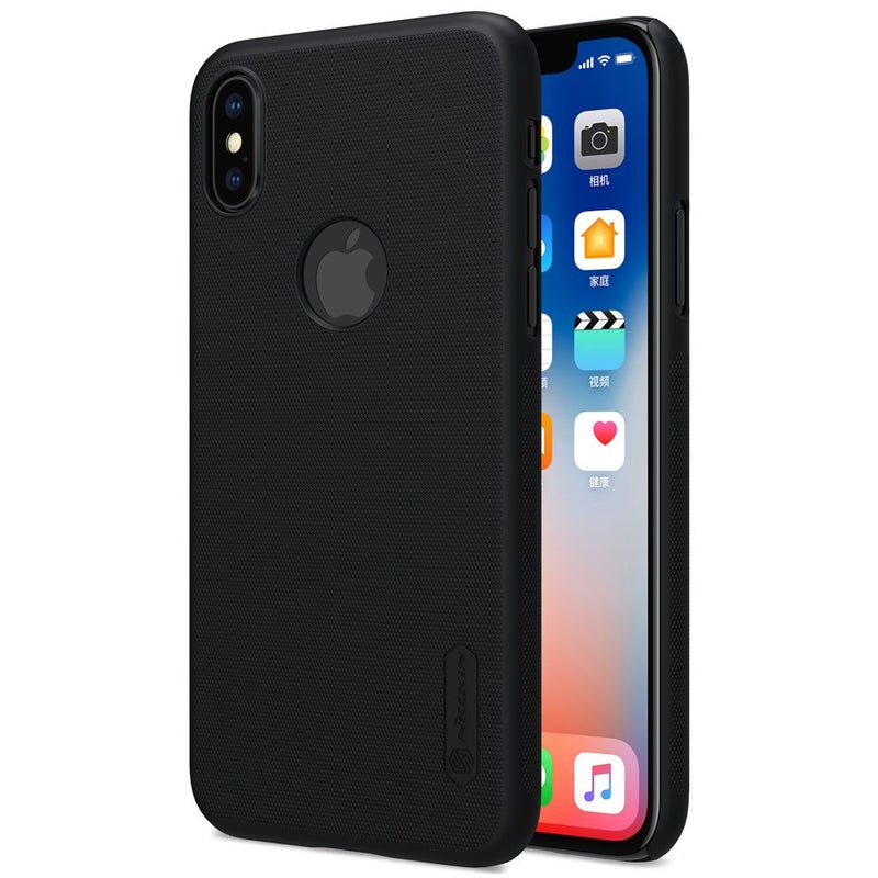Nillkin iPhone X 10 Logo Super Frosted Shield Case Cover with Screen Protection Film  Black