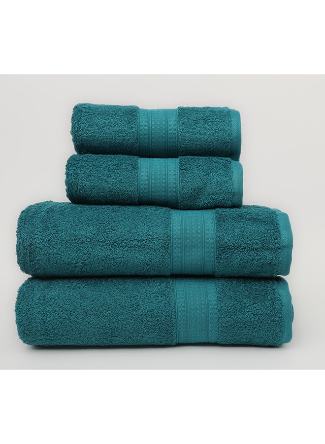 White Rose 4 Piece Bathroom Towel Set - BRIX - 500 GSM - 100% Cotton Terry - 2 Bath Towel 70X140 cm & 2 Hand Towel 50x90 cm-Premium Touch-Quick Dry - Super Absorbent-Blue  - Image 2