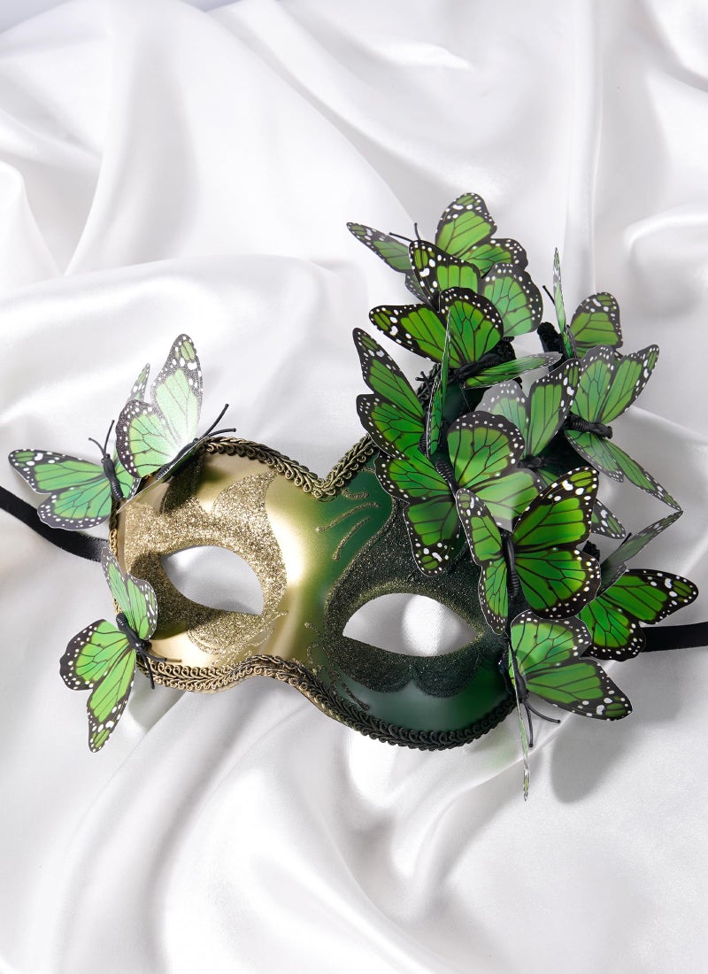 Zinniday Green Butterfly Masquerade Masks - Renfaire Woodland Mask Butterfly Fairy Eyemask for Women Men Couples Mardi Evening Prom Ball Halloween Cosplay Wedding Renaissance Costume Accessories - Image 4