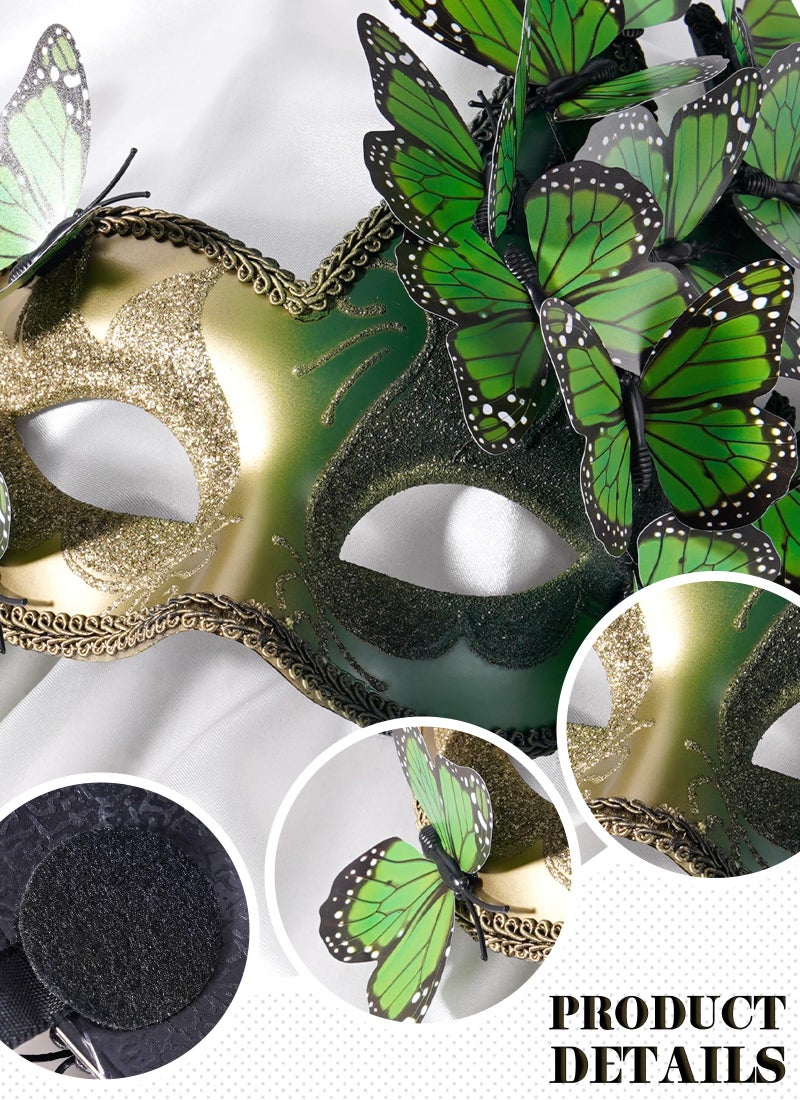 Zinniday Green Butterfly Masquerade Masks - Renfaire Woodland Mask Butterfly Fairy Eyemask for Women Men Couples Mardi Evening Prom Ball Halloween Cosplay Wedding Renaissance Costume Accessories - Image 5