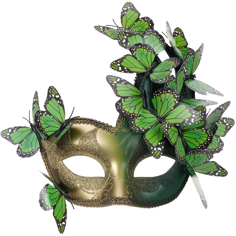 Zinniday Green Butterfly Masquerade Masks - Renfaire Woodland Mask Butterfly Fairy Eyemask for Women Men Couples Mardi Evening Prom Ball Halloween Cosplay Wedding Renaissance Costume Accessories - Image 1