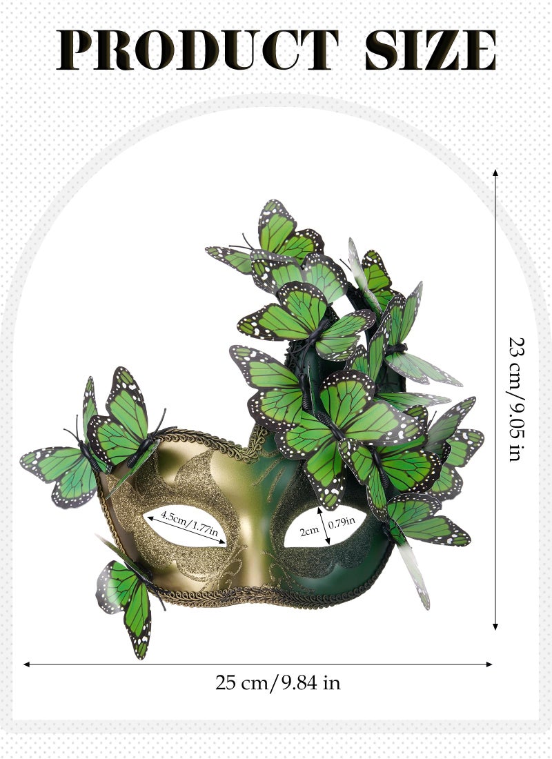 Zinniday Green Butterfly Masquerade Masks - Renfaire Woodland Mask Butterfly Fairy Eyemask for Women Men Couples Mardi Evening Prom Ball Halloween Cosplay Wedding Renaissance Costume Accessories - Image 2