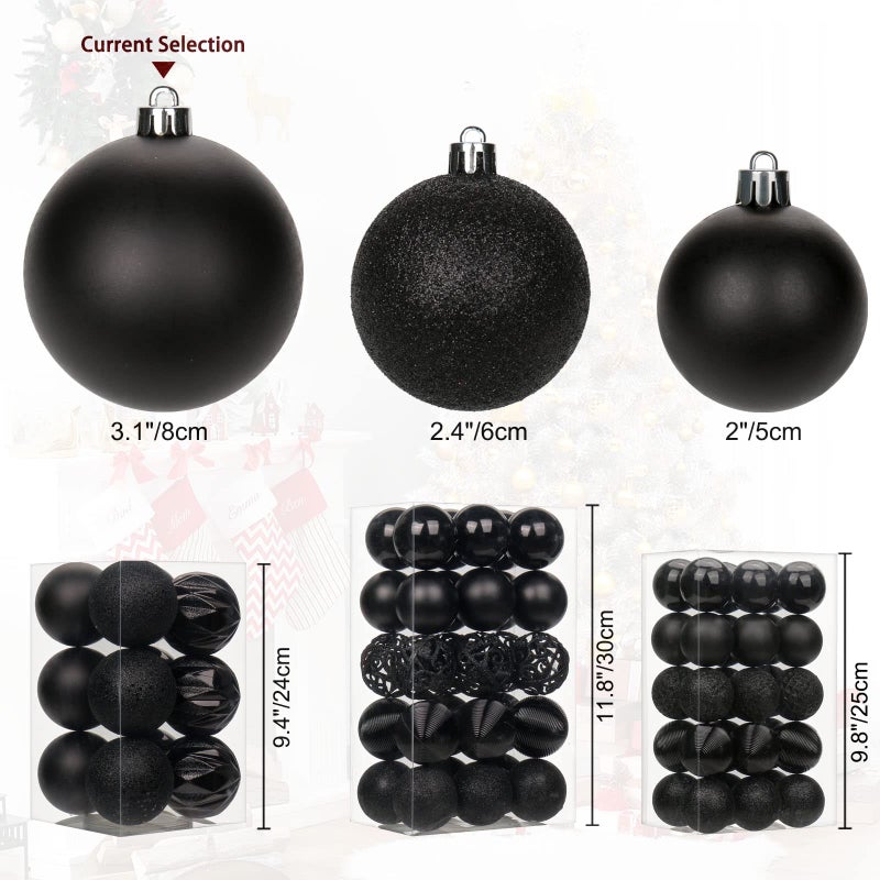 Briful 12PCS 3.15"" Christmas Ball Ornaments Shatterproof Black Christmas Tree Decorations Xmas Tree Balls Halloween Ornaments D?cor - Image 3