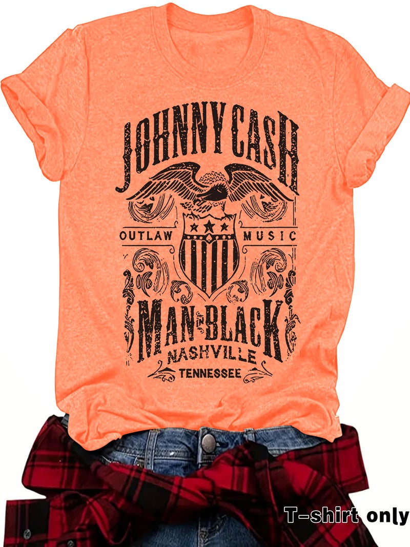 E-Commerce Johnny Cash Printed T-Shirt Short Sleeve Loose Fashion T-Shirt Design Sense - Image 1