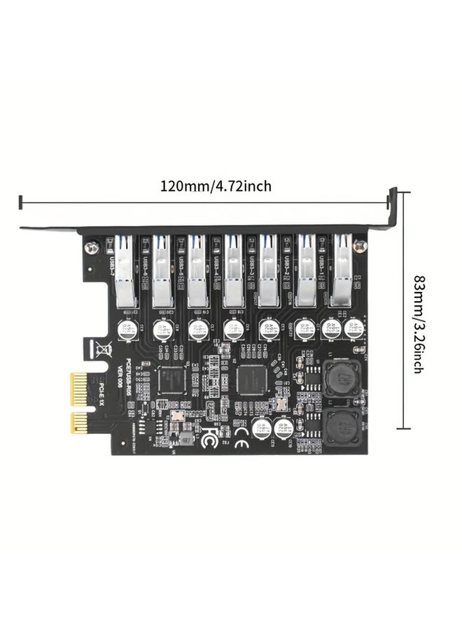 7 Port USB 3 2 PCIE 1X Expansion Card High Speed Hub Adapter For Desktop PC - Image 2