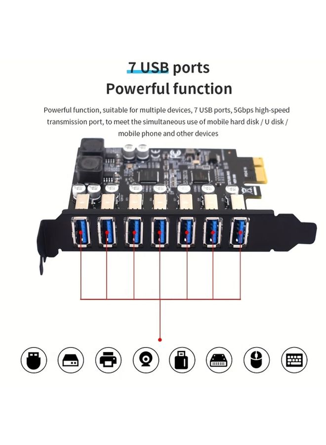 7 Port USB 3 2 PCIE 1X Expansion Card High Speed Hub Adapter For Desktop PC - Image 3