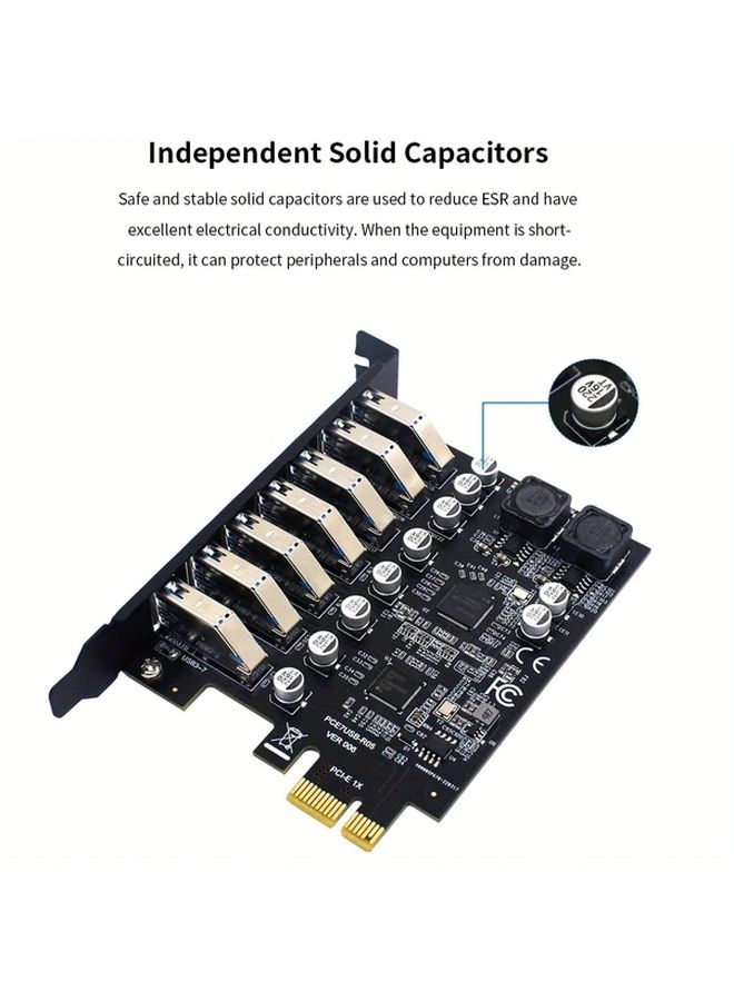 7 Port USB 3 2 PCIE 1X Expansion Card High Speed Hub Adapter For Desktop PC - Image 5