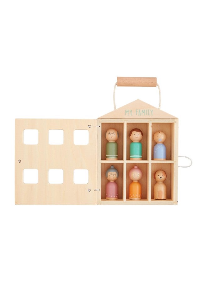 mud pie مجموعة ألعاب صندوق الخشب لعائلتي من ماد باي للأطفال؛ منزل 8 1/4" × 6 1/2" | قطع 2 1/2" × 1" - Image 1