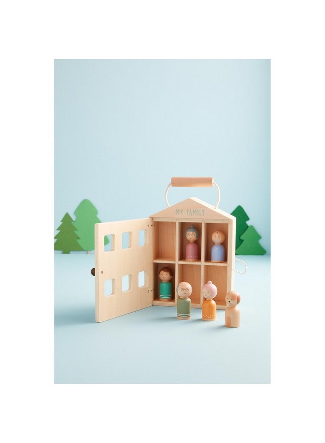 mud pie مجموعة ألعاب صندوق الخشب لعائلتي من ماد باي للأطفال؛ منزل 8 1/4" × 6 1/2" | قطع 2 1/2" × 1" - Image 2