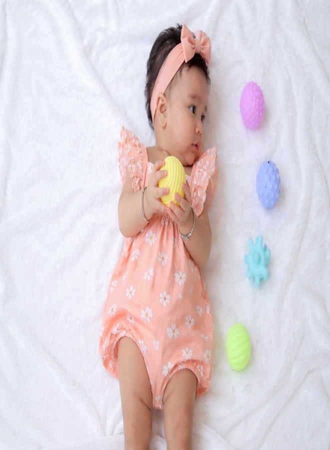 JoyCrate Squishy Balls for Babies | Soft Squishy Toys for Sensory Play | 6 Months Baby Toys | Sensory Textured Silicone Ball for Baby | Multicolour Squeaky Bath Balls (Set of 6) - Image 4