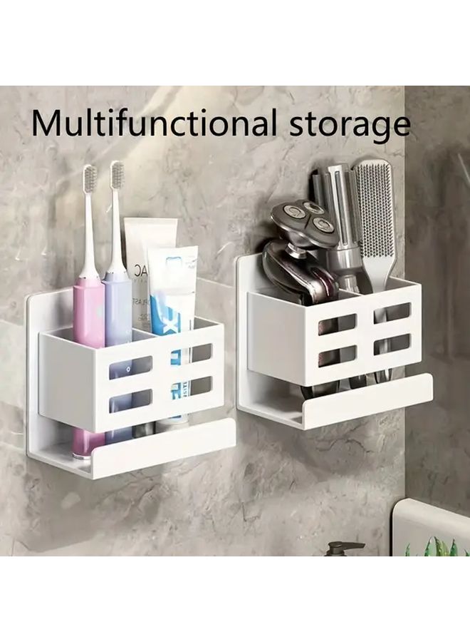 Gray Wall Mounted Storage Holder for Toothbrushes Razors and Combs Non Perforated Design - Image 2