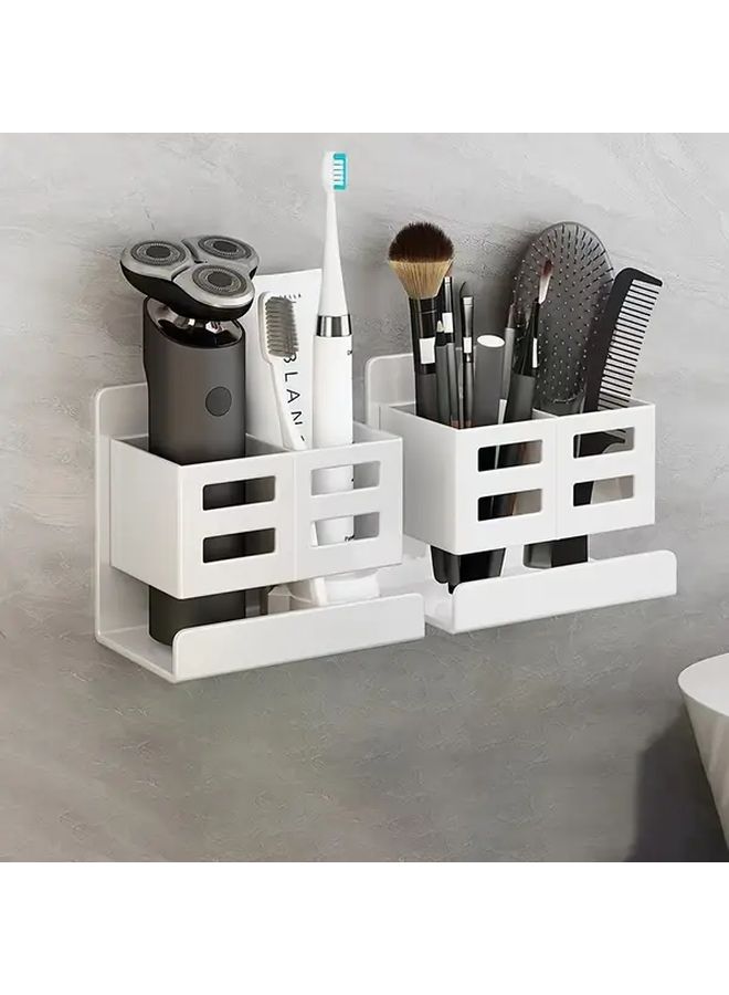 Gray Wall Mounted Storage Holder for Toothbrushes Razors and Combs Non Perforated Design - Image 5