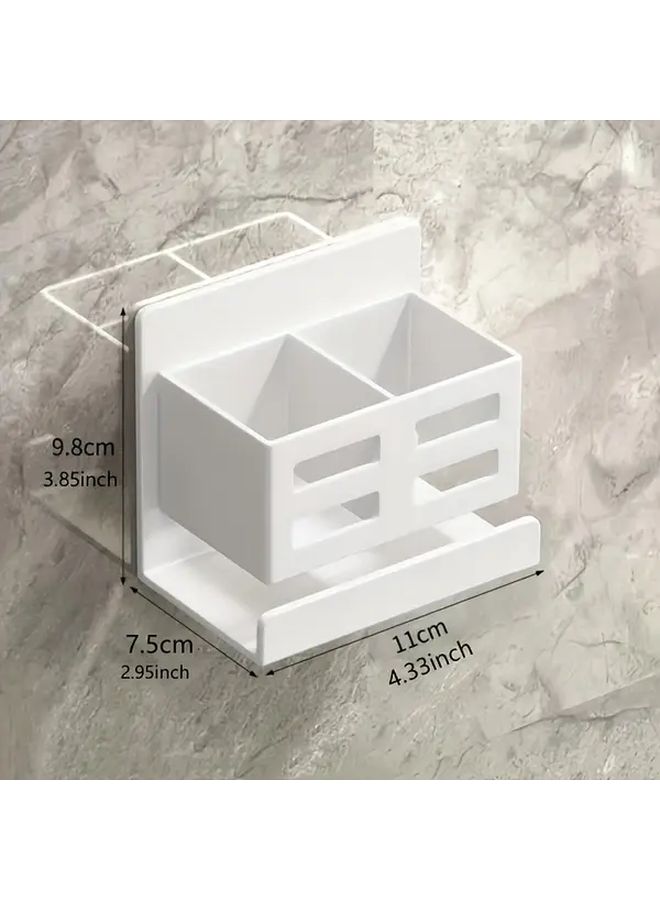 Gray Wall Mounted Storage Holder for Toothbrushes Razors and Combs Non Perforated Design - Image 3