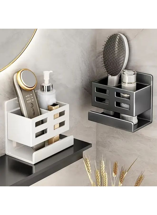Gray Wall Mounted Storage Holder for Toothbrushes Razors and Combs Non Perforated Design - Image 4