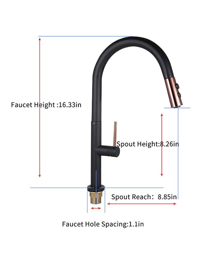 Black Kitchen Faucet, Pull-out faucet, Hot and Cold Baking Paint Retractable Sink Faucet (Excluding Hose) - Image 4