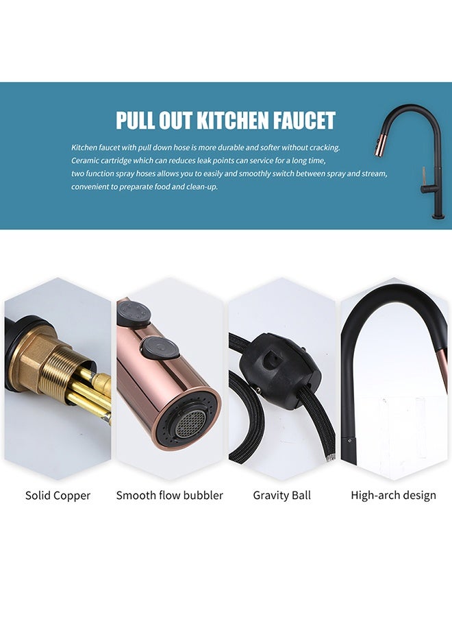 Black Kitchen Faucet, Pull-out faucet, Hot and Cold Baking Paint Retractable Sink Faucet (Excluding Hose) - Image 5
