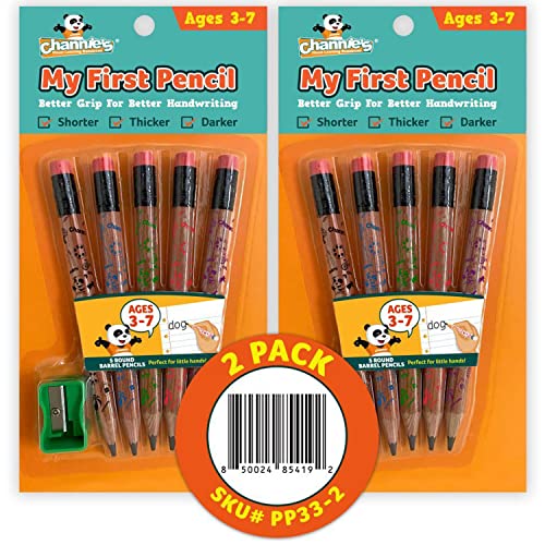 Channie's My First Pencil, Easy-to-Hold Write Size Graphite Jumbo Barrel Presharpened Wooden 2B Small Pencils for 3-7 Year Olds, Brown Color, 2 Pack (5 Pencils Each) - Image 5
