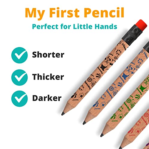 Channie's My First Pencil, Easy-to-Hold Write Size Graphite Jumbo Barrel Presharpened Wooden 2B Small Pencils for 3-7 Year Olds, Brown Color, 2 Pack (5 Pencils Each) - Image 2