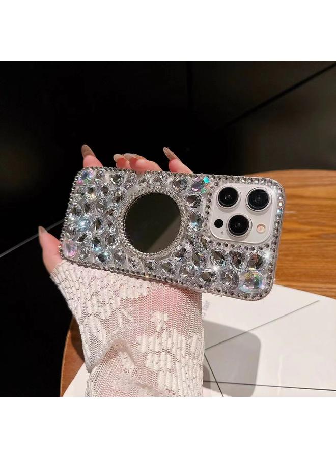 S-TOP Case For iPhone 15 Pro Mirror Handmade Bling Rhinestone PC Phone Case - Image 4