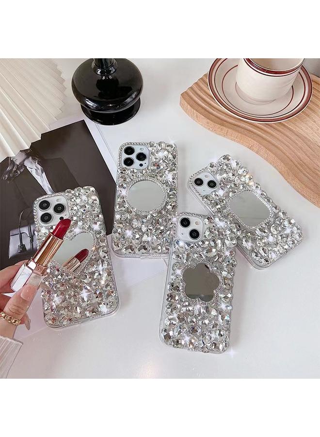 S-TOP Case For iPhone 15 Pro Mirror Handmade Bling Rhinestone PC Phone Case - Image 2
