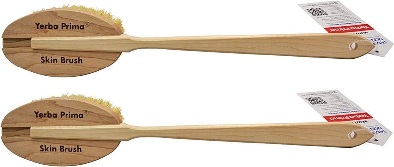 Yerba Prima Tampico Skin Brush Pack of 2  Natural Vegetable Fiber Bristles for Dry Skin Brushing