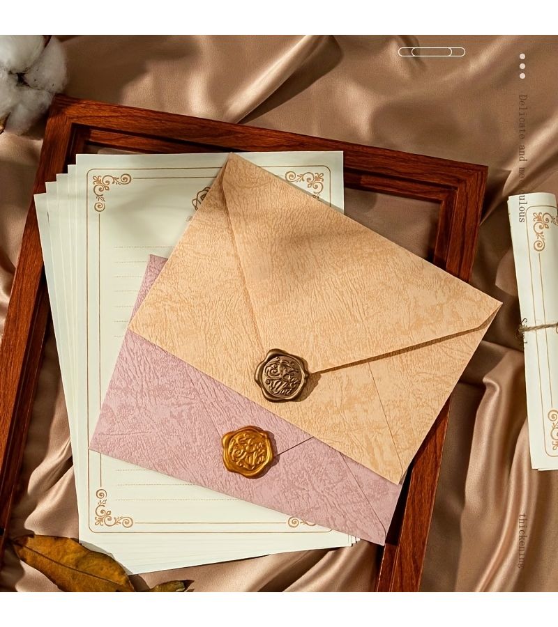 White Tree Textured Envelope Stationery Set 25 Paper 5 Envelopes 5 Wax Seals - Image 4