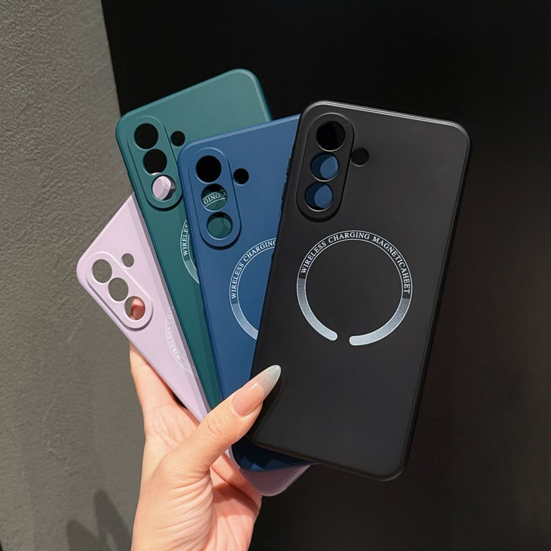 Magnetic Liquid Silicone Phone Case for Samsung A17 S25 Edge A57, Waterproof Full-Coverage Shockproof Cover - Image 2