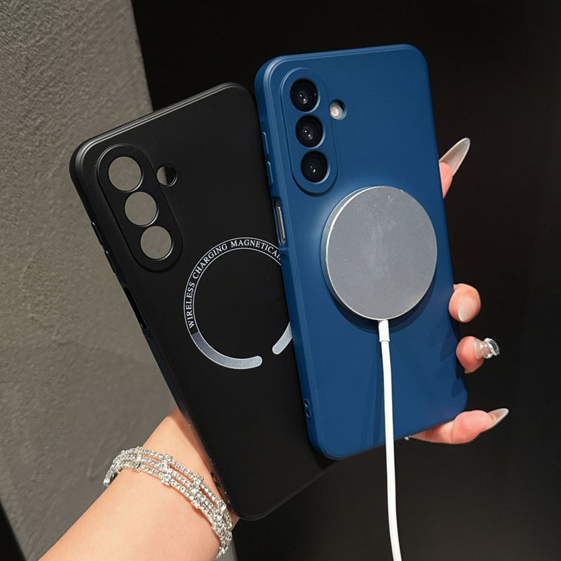 Magnetic Liquid Silicone Phone Case for Samsung A17 S25 Edge A57, Waterproof Full-Coverage Shockproof Cover - Image 3