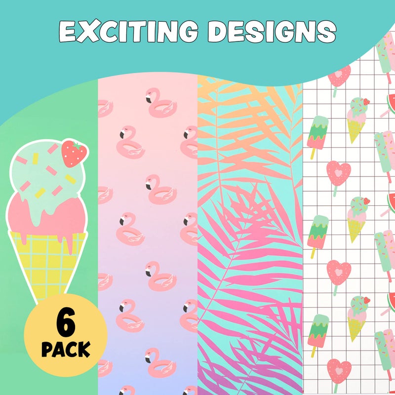 Yoobi College Ruled 8 x 10.5â€ Spiral Notebook Set â€“ Bulk 6-Pack of 1 Subject Notebooks, Variety of Cute Designs â€“ 100 Perforated 3-Hole Punched Sheets, For School, Office & Home - Image 4