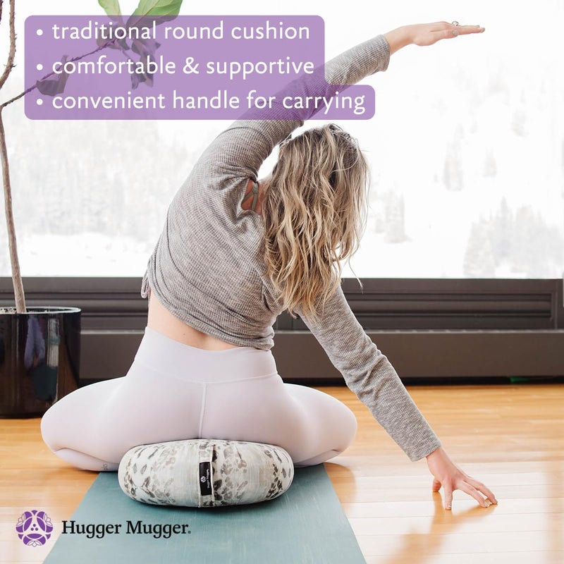 Hugger Mugger Zafu Meditation Cushion - Blue - Support in Cross-Legged Sitting, Buckwheat filled, Durable Fabric, Convenient Handle, Handmade in USA - Image 4