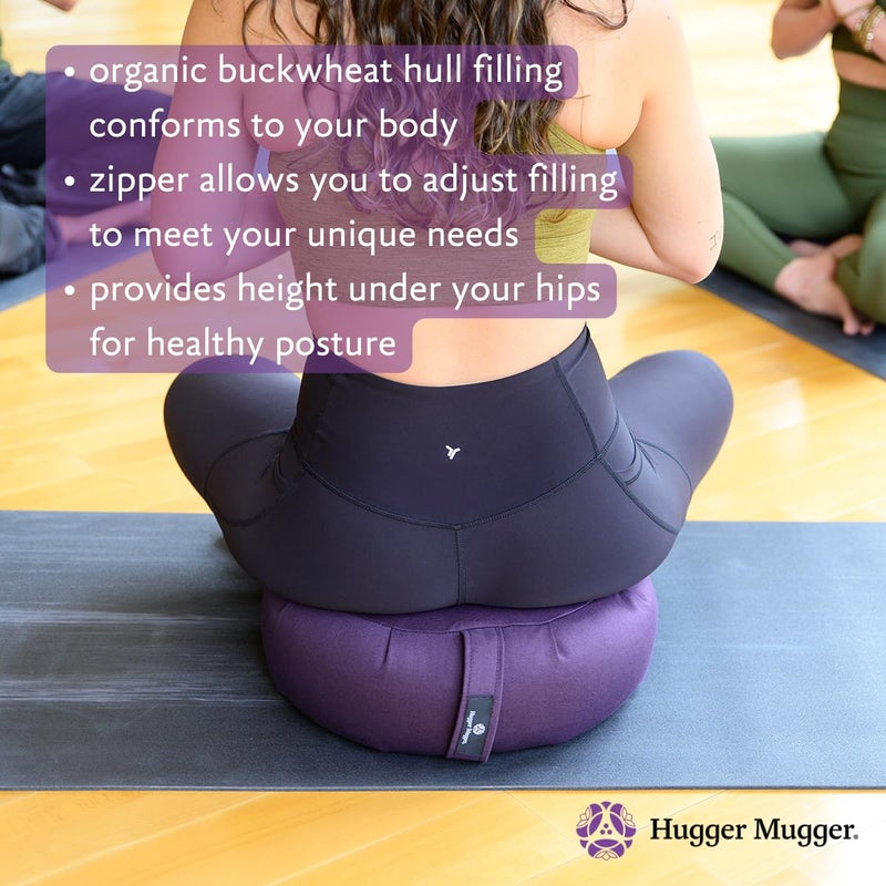 Hugger Mugger Zafu Meditation Cushion - Blue - Support in Cross-Legged Sitting, Buckwheat filled, Durable Fabric, Convenient Handle, Handmade in USA - Image 3