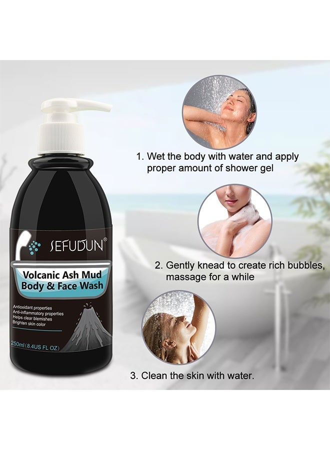 Sefudun Volcanic Ash Mud - Body & Face Wash Shower Gel Deep Sea Mud Whitening Body 250ml  - Image 4
