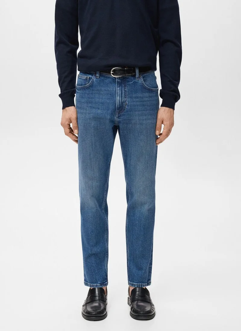 Mango Man Ben cropped tapered-fit jeans