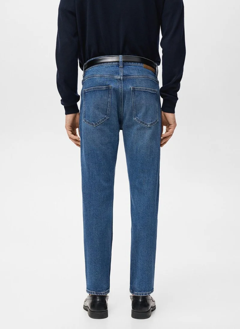 Mango Man Ben cropped tapered-fit jeans