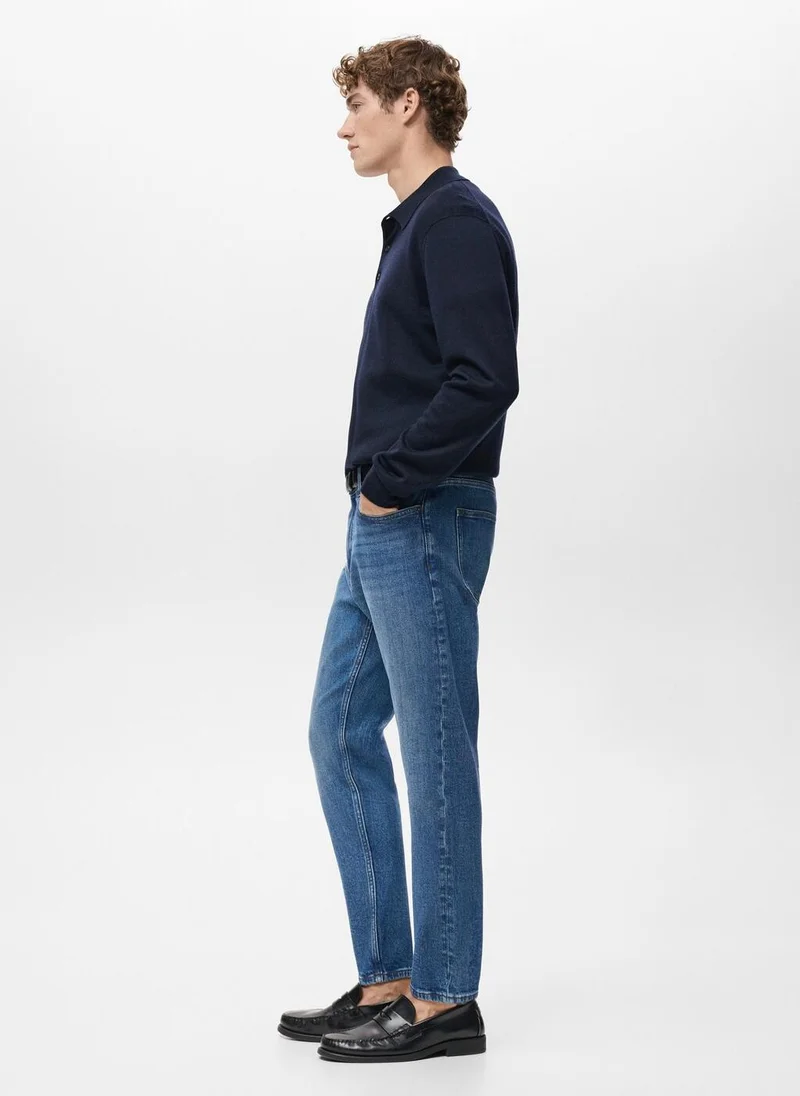 Mango Man  Ben cropped tapered-fit jeans for Men | Best Price UAE