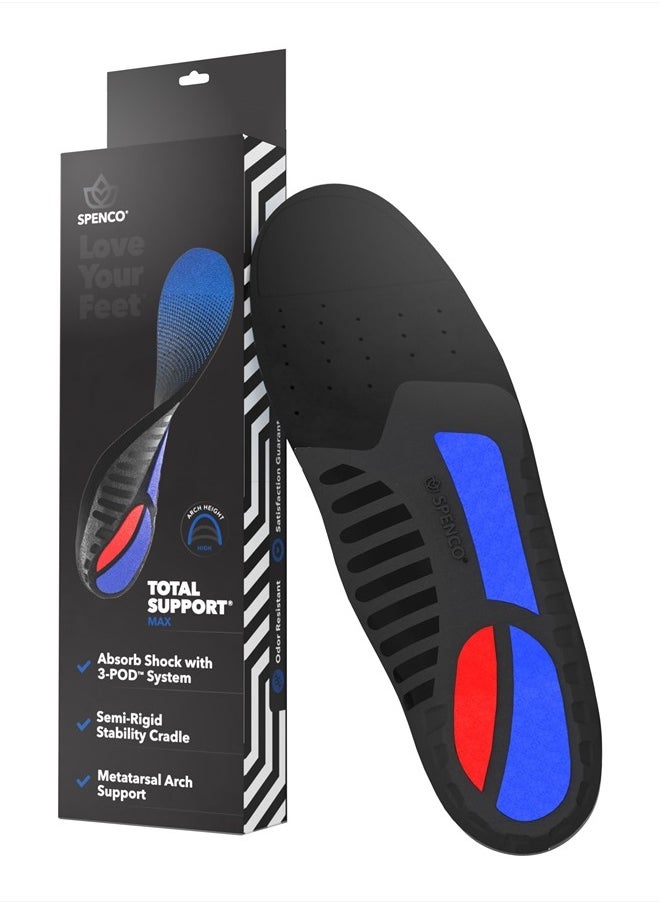 Spenco Total Support Max Shoe Insoles - Orthotic Metatarsal Arch Support Inserts for Men & Women - Absorbs Shock, Reduces Over-pronation - EVA Layer Conforms to Foot Contours, Deep Heel Cupping  - Image 1