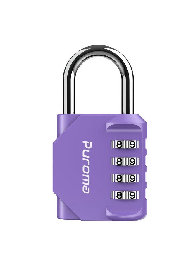 Puroma 1 Pack Combination Lock 4 Digit Locker Lock Outdoor Waterproof Padlock for School Gym Locker, Sports Locker, Fence, Toolbox, Gate, Case, Hasp Storage (Purple)